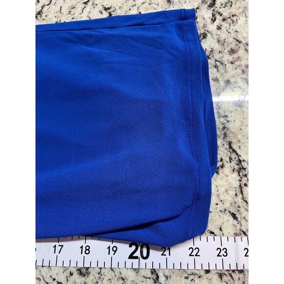 CeCe Blouse M Royal Blue Keyhole Back 3/4 Sleeve Tie Neck Elegant Design Career - Picture 7 of 8